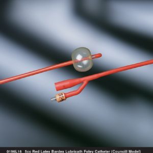 Foley Catheter Bardex? Lubricath? 2-Way Council Tip 5 cc Balloon 16 Fr. Red Rubber