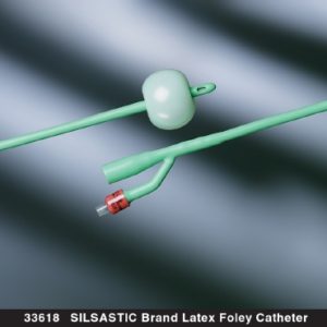 Foley Catheter Silastic® 2-Way Round Tip 5 cc Balloon 16 Fr. Silicone Coated Latex