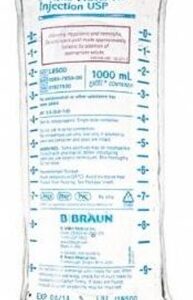 SterileWaterforInjection,PreservativeFreeIntravenousIVSolutionFlexibleBag1000mL