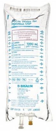 SterileWaterforInjection,PreservativeFreeIntravenousIVSolutionFlexibleBag1000mL