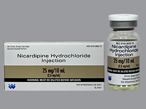 Dihydropyridine Nicardipine HCl 25 mg / 10 mL Intravenous Injection Single Use Vial 10 mL