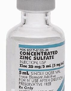 Replacement Preparation Zinc Sulfate, Preservative Free 5 mg / mL Intravenous Injection Single Dose Vial 5 mL