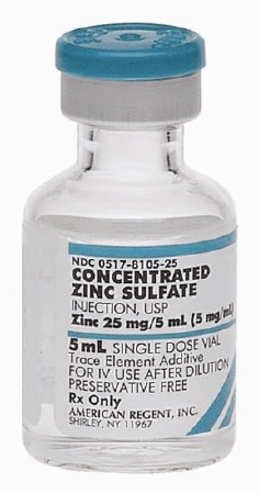 Replacement Preparation Zinc Sulfate, Preservative Free 5 mg / mL Intravenous Injection Single Dose Vial 5 mL