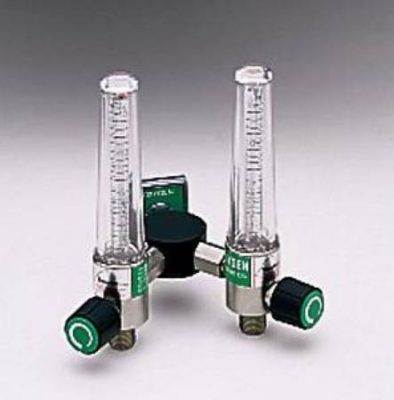 Dual Oxygen Flow Meter Nickel Plated Brass, Polycarbonate Soft-Touch Timeter®