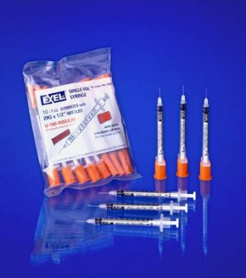 Insulin Syringe with Needle Comfort Point™ 1 mL 28 Gauge 1/2 Inch Attached Needle Without Safety