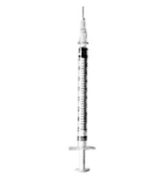 Allergy Syringe with Needle 1 mL 28 Gauge 1/2 Inch Attached Needle Without Safety