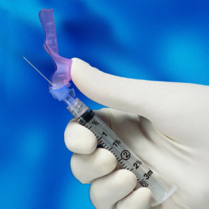 Syringe with Hypodermic Needle Eclipse? 3 mL 25 Gauge 5/8 Inch Detachable Needle Hinged Safety Needle