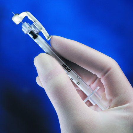 Insulin Syringe with Needle SafetyGlide™ 0.5 mL 29 Gauge 1/2 Inch Attached Needle Sliding Safety Needle