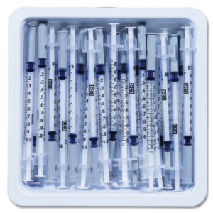 Allergy Tray SafetyGlide? 1 mL 27 Gauge 1/2 Inch Attached Needle Sliding Safety Needle