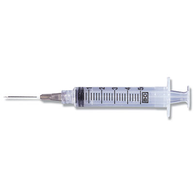 Syringe with Hypodermic Needle PrecisionGlide™ 5 mL 21 Gauge 1-1/2 Inch Detachable Needle Without Safety
