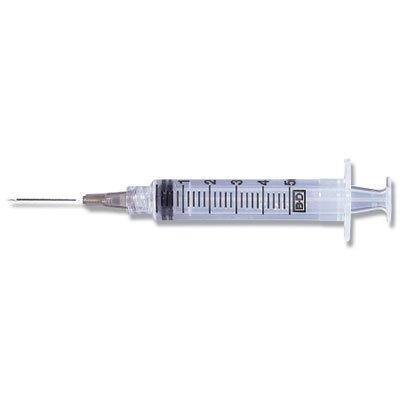 Syringe with Hypodermic Needle PrecisionGlide™ 5 mL 20 Gauge 1 Inch Detachable Needle Without Safety