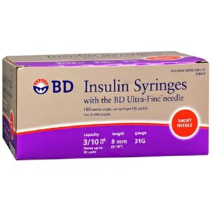 Insulin Syringe with Needle Ultra-Fine? 0.3 mL 31 Gauge 5/16 Inch Attached Needle Without Safety