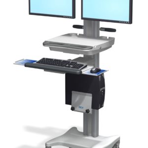 Computer Cart with Dual Monitor and Keyboard
