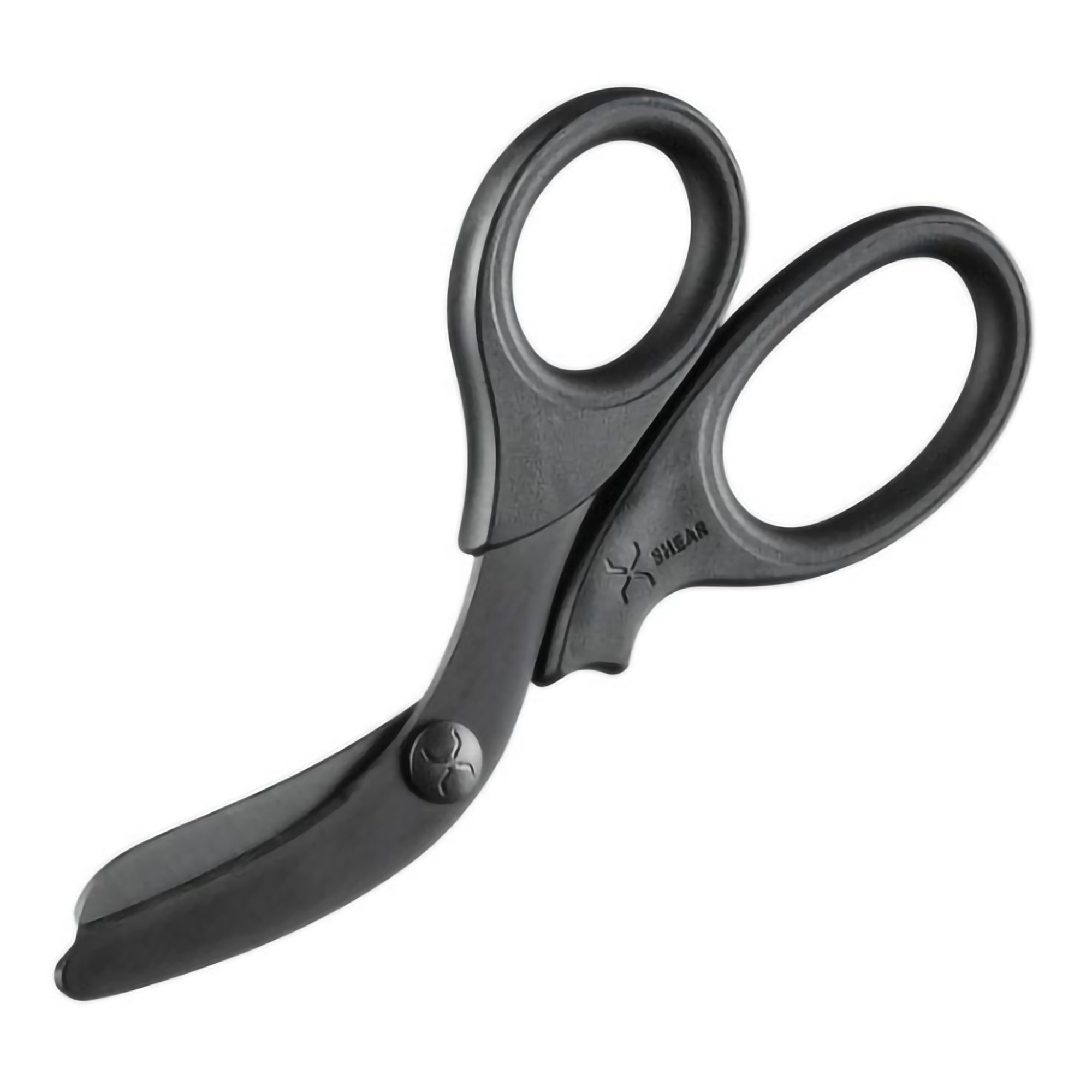 Trauma Shears XSHEAR® 7-1/2 Inch Length OR / Surgical Grade Coated Stainless Steel NonSterile Black Finger Ring Handle Curved Blunt Tip / Blunt Tip